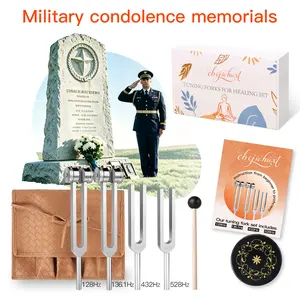 Memorial Items for the Anniversary of a Soldier's Death Resonance Tuning Forks for Healing Set- Includes(128Hz, 136.1Hz, 432Hz, 528Hz), with Vegan Leather Pouch &Activator, for Chakra Balance/Sound Therapy/Yoga/Meditation/Stress &Relaxation,