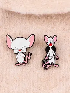 2pcs/set Cute Cartoon Mouse Animal Badges,Unique Pin Decorations for Men Women Daily Wear, Personalized Party Accessories, Durable Metal Pins
