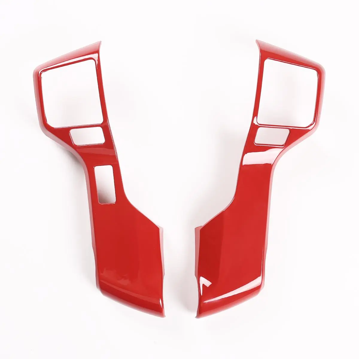 ABS Carbon Fiber Pattern Sport Red Steering Wheel Button Frame 2-Piece Set - Vinyl Side Decals, Sticker for Cars with Decal Fit for 2016-2022 Toyota Tacoma Tundra Mid Level Version Car Interior Accessories