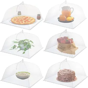 (6 Pack) Pop-Up Outside Picnic Mesh Food Covers Tent Umbrella for Outdoors and Camping Food Net Cover Keep out Flies Mosquitoes Ideal for Parties BBQ, Reusable and Collapsible 17 x 17inches