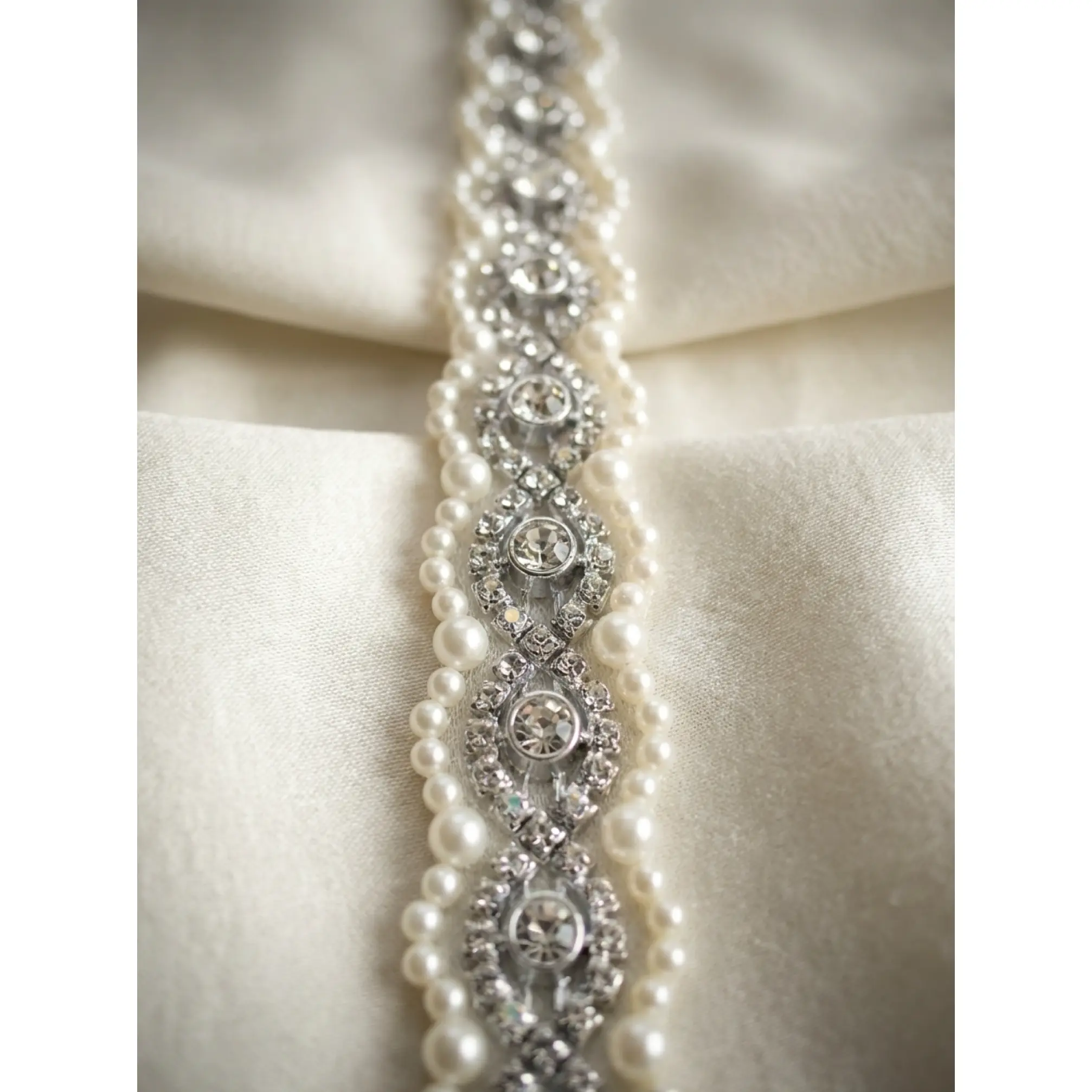 Pearl and Rhinestone Trim with Scalloped Edges Self Adhesive