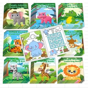 24-Pcs Jungle Safari Animals Coloring Books Set with 24 Stacking Crayons, Mini Kids Activity Books, Bulk Party Favors Goodie Bag Stuffers, Classroom Supplies for Valentines Easter Halloween Christmas Birthday Gifts