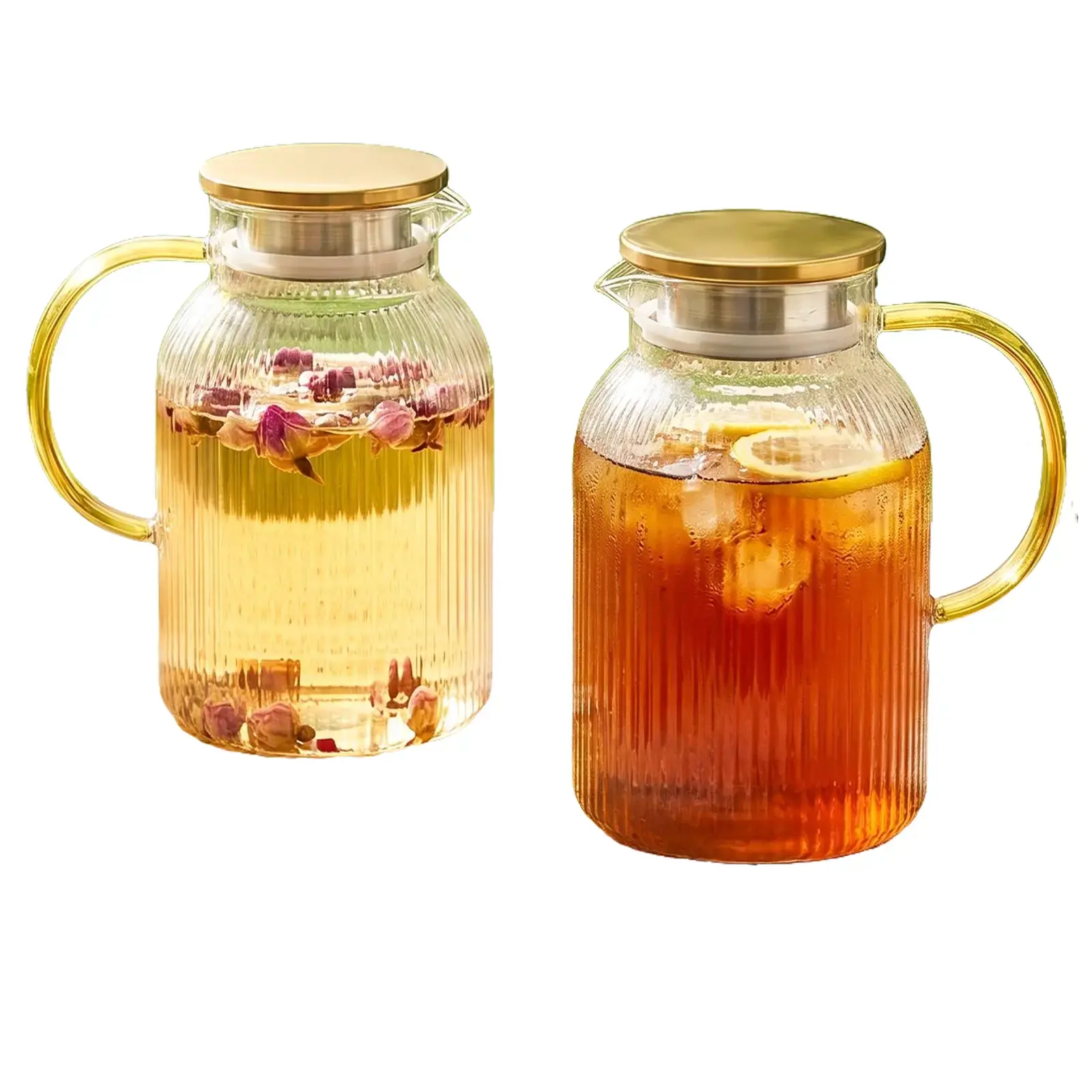LOVEWE 2-Pack Transparent Beverage Pitcher Set - Refrigerator Water Jugs with Lids, Kitchen Carafe for Fresh Drinks & Everyday Storage