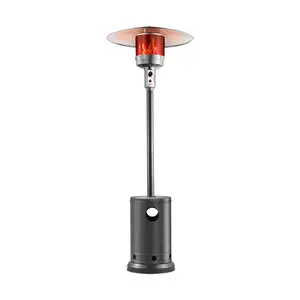 【FathersDayGift】VEVOR Patio Heater for Outdoor Use,  50000BTU Propane Heater Tall Hammered With Round Table Design, Metal Burner and Wheels, Outdoor Patio Flame Heater for Patio, Party, Backyard, Garden, Silver Gray
