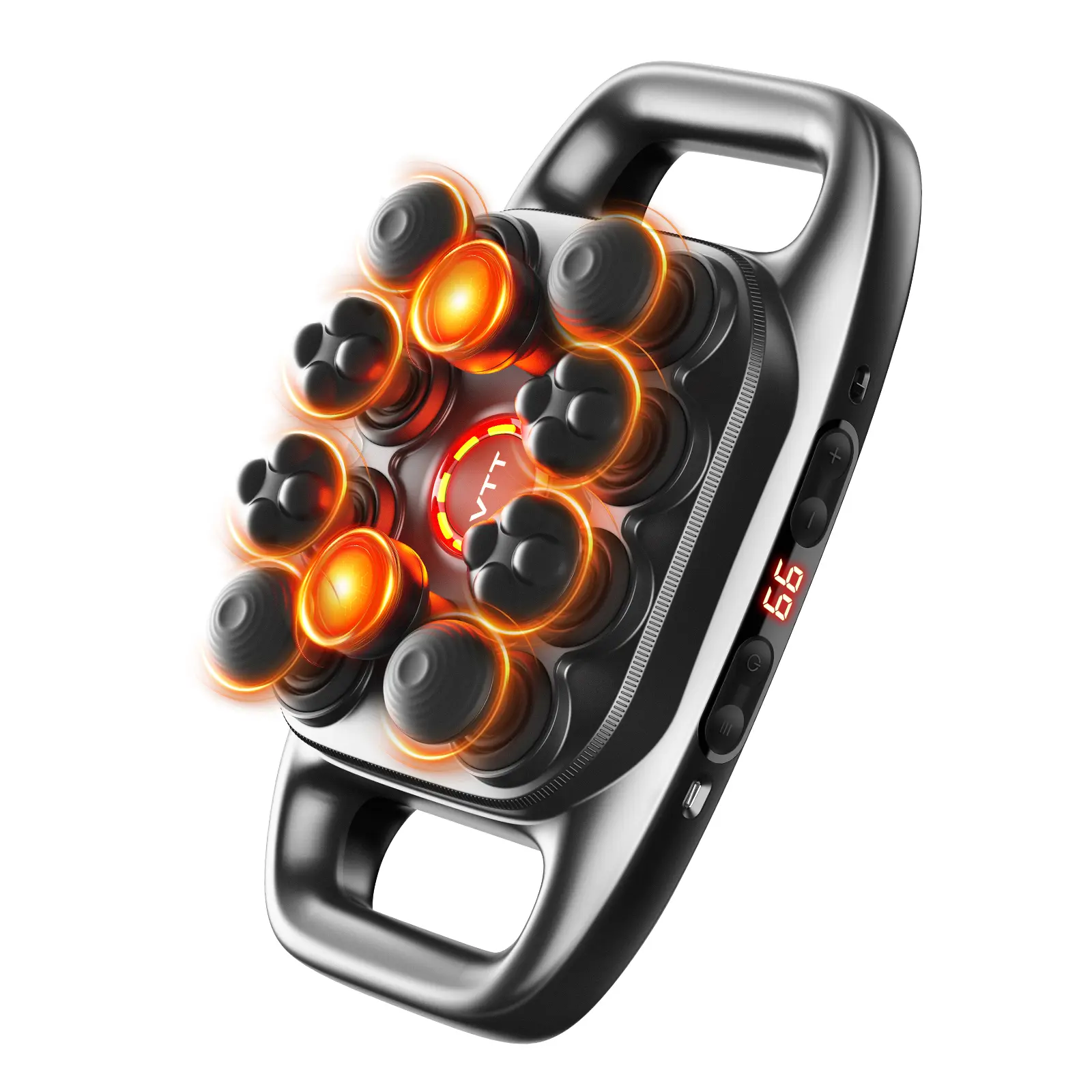VTT 10 Head Massage Gun with Heat, Large Surface Percussion Massager, Dual Metal Heated Nodes (113°F), 10 Speeds & 3 Modes, Deep Tissue Muscle Relaxation for Back, Neck, Shoulders & Legs summerwins