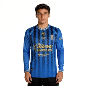 2526 Chivas CD Guadalajara Third Away Jersey Vintage Mexico Blue Stripe Long Sleeve Top Football Jersey LIGAMX