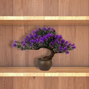 Artificial Bonsai Tree, Home Decor Fake Plant, Bookshelf Coffee Table Office Desk Bathroom Farmhouse Indoor Floral Decoration, 9.5 Inch High