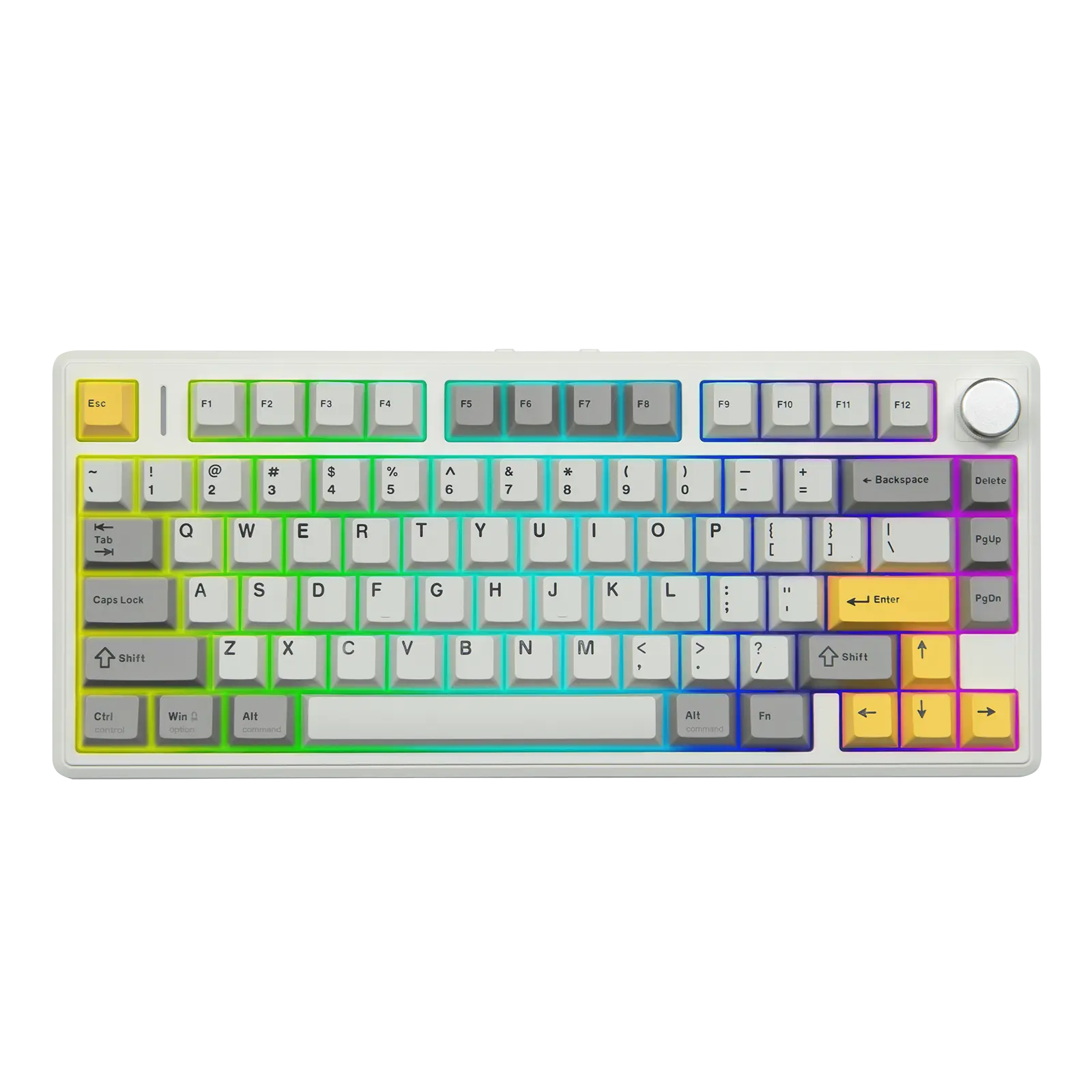 EPOMAKER TH80 V2 75% Wireless Mechanical Gaming Keyboard - 8000mAh, 2.4G/BT Multi-Device, Hot Swappable, PBT RGB Backlight Keycaps, Creamy, Mac Modifier, Side Lights, Programmable Keys & Knob, Win Compatibility, Extra Switches for Mac/PC, Rgb Backlight Ke