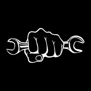 Mechanic Vinyl Decal - Fist Holding a Wrench - 8” Wide