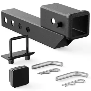 【Yzona】Adjustable Carbon Steel Trailer Receiver Hitch Riser & Extender Adapter, 2" Drop/Rise, 5"/6"/8"/9" Lengths, Solid Tube, 7500 lbs Towing Capacity, Matte Black