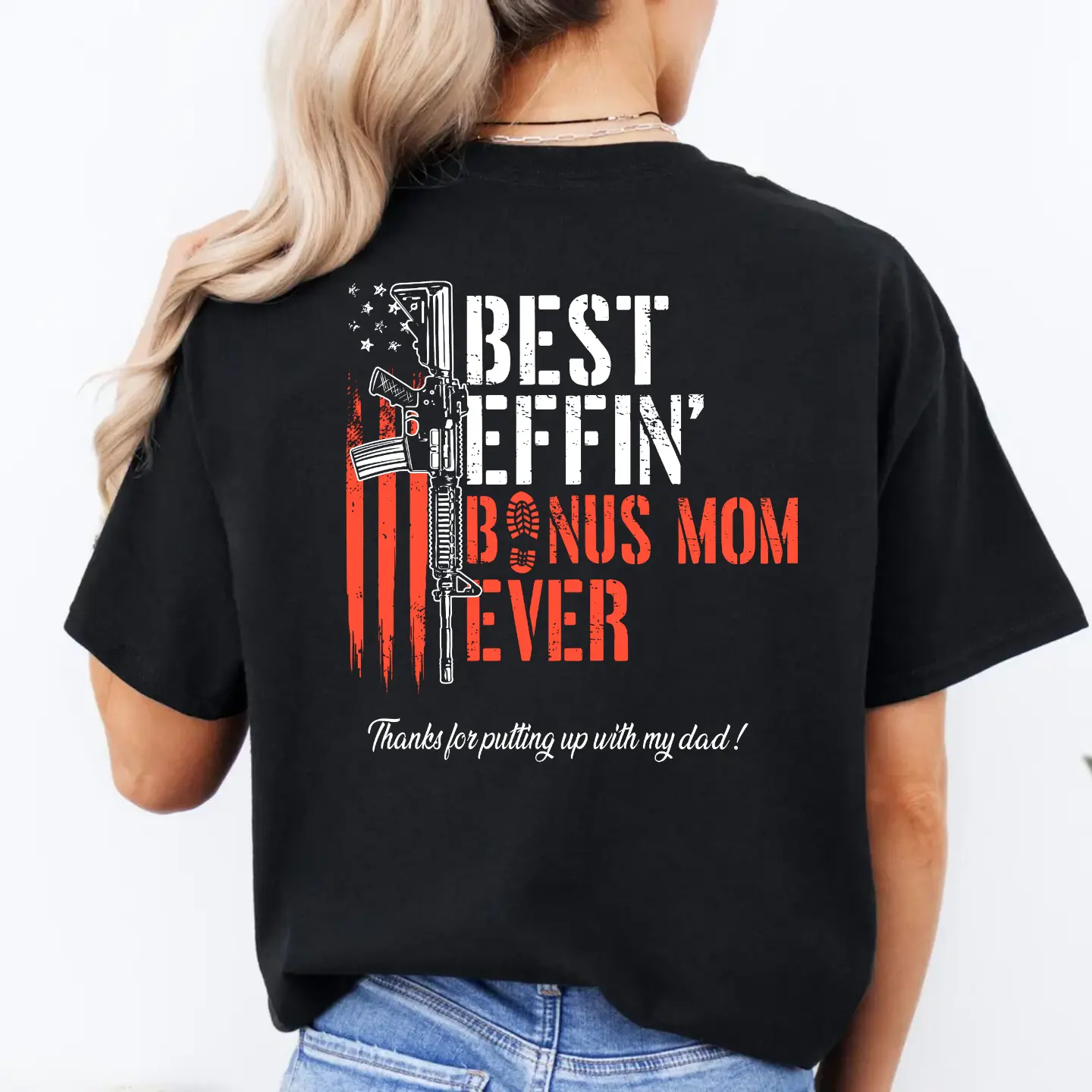 Funny Stepmom Shirt, Bonus Mom Appreciation Tee, Mother's Day Gift, B*St Effin’ Bonus Mom Ever Vintage T Shirt, Unisex Crewneck Pullover Tee, Casual Clothing funny  graphic  tees