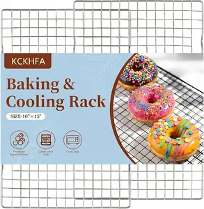 Cooling Racks for Cooking and Baking - 2 PCS 10" x 15" Grid Wire Baking Rack for Oven Cooking, Baking, Grilling, Roasting - Dishwasher Safe Bacon Rack - Fits Jelly Roll Cookie Sheet Pan