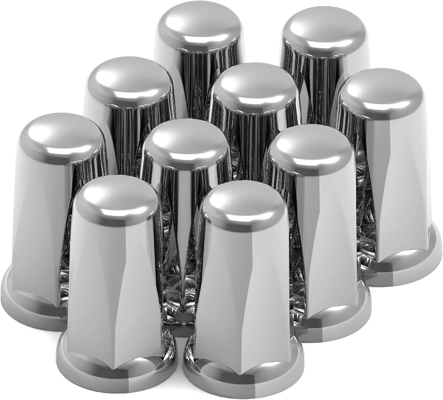 33mm Plastic Hex Tall Push-On Nut Cover, Rustproof ABS Chrome for Semi-Truck Wheels, Tool-Free Snap-On Installation, Seamless & Secure Hold, Universal Fit, Rust Proofing Accessory