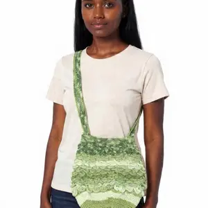 Dragon Scale Stitch Hand-Crocheted Shoulder Bag Green Ombre Fantasy Purse with Unique Textured Design