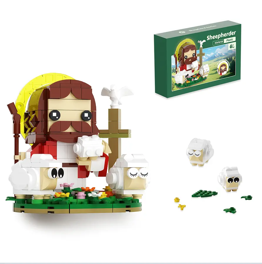 Jesus Shepherd Building Kit - 287PCS Bible Story Scene with Figures, Faith-Based STEM Learning Toy for 6-8 Years & All Ages, Children Development Easter Gift