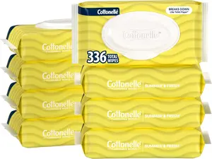 Cottonelle Summer Fresh Scented Flushable Wipes, 8 Flip-Top Packs, 42 Wet Wipes per Pack
