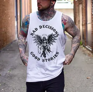 BAD DECISIONS GOOD STORIES Angel Print Men's Tanks Classic Menswear