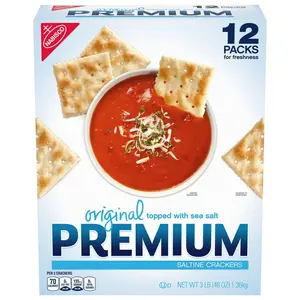 Nabisco Premium Original Saltine Crackers 4 oz 12 pk Classic Snack Topped with Sea Salt for Freshness