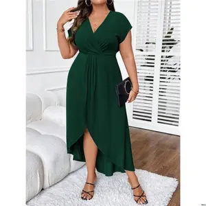 Women Dress Hem Clasi tiktok Plus Solid Wrap Outfit