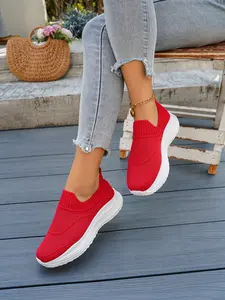Women's Fashion New Thick Sole Single Shoe, Comfortable Daily Wear, Versatile Denim Jeans Round Toe Plain Casual Trendy Slip-On Shoes