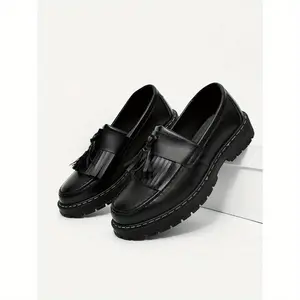 [Durable Slip-On Loafers] Durable Men's Casual Thick-Soled Slip-On Loafers | Business Formal Dress Shoes, Tassel Lightweight Work Boots, Boy Footwear