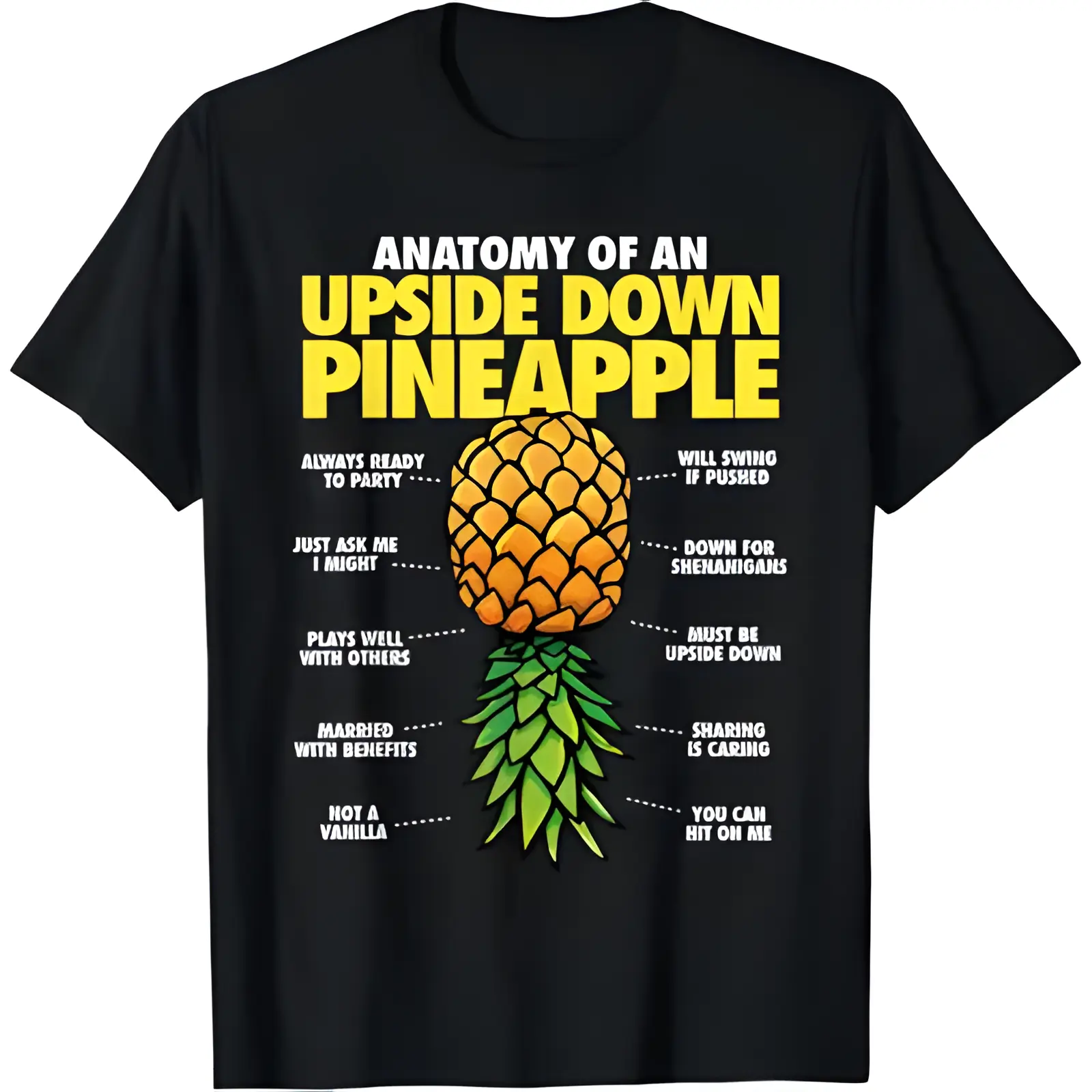 Men's Pineapple Graphic T-Shirt, Casual Streetwear in a Soft Knitted Cotton Fabric, Breathable Loose Fit Shortsleeve Top, Elegant, Round Neck, Menswear, Tshirt, Knitting, Plant Pattern, Pineapple Print, All Seasons, Christmas, Crew Neck, Holiday, Soft Cot
