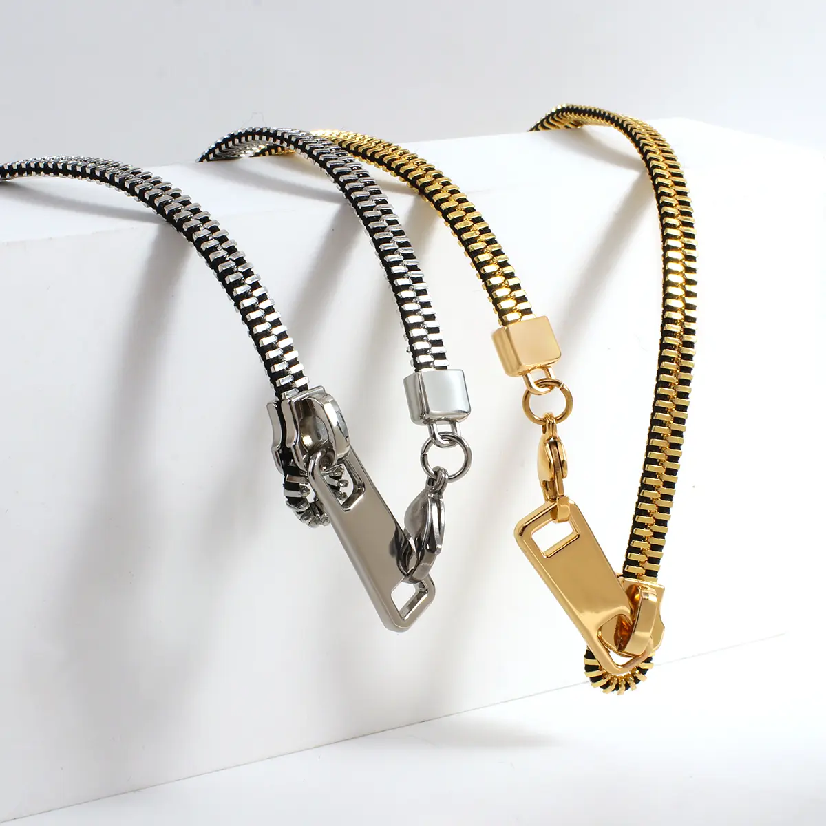 Single Pack Zipper Necklace, Stainless Steel Silver Adjustable Chain Hip Hop Style Zipper Necklace Jewelry Accessory for Daily Fashion & Special Occasions