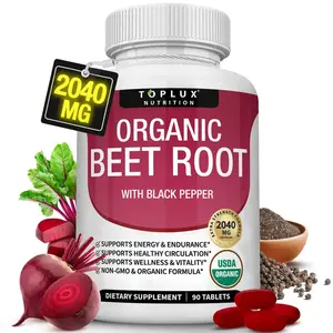 Organic Beetroot Supplement – 2040mg Nitric Oxide Support by Toplux