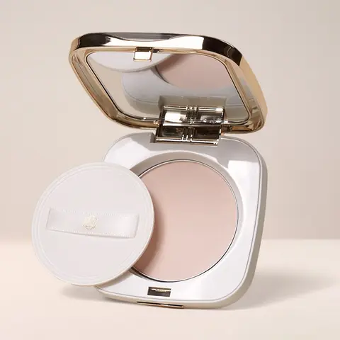 Translucent Solid Facial Setting Powder - 0.23oz Compact Em Cosmetics, Vegan Cruelty-Free Plant-Based Formula with Silica & Corn Starch, Oil-Control, Pore-Minimizing, Blurred Matte Finish, Powder Pack with Applicator Brush for Flawless Base