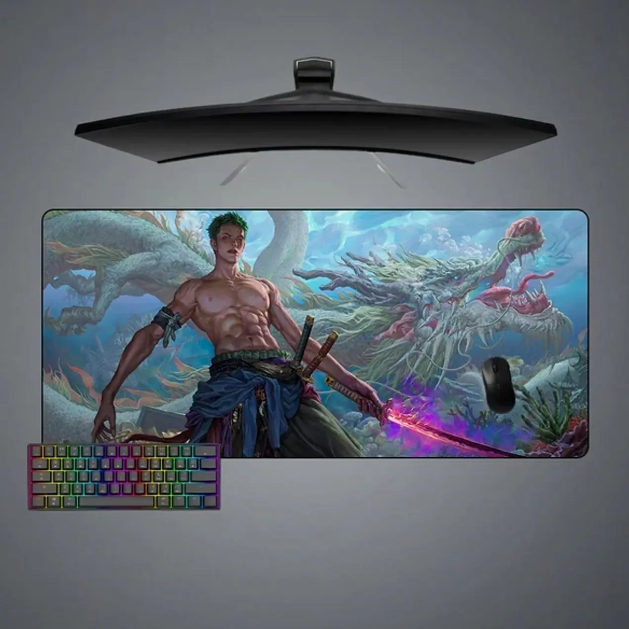 Roronoa Zoro Dragon Design Gaming Mouse Pad, Computer Desk Mat