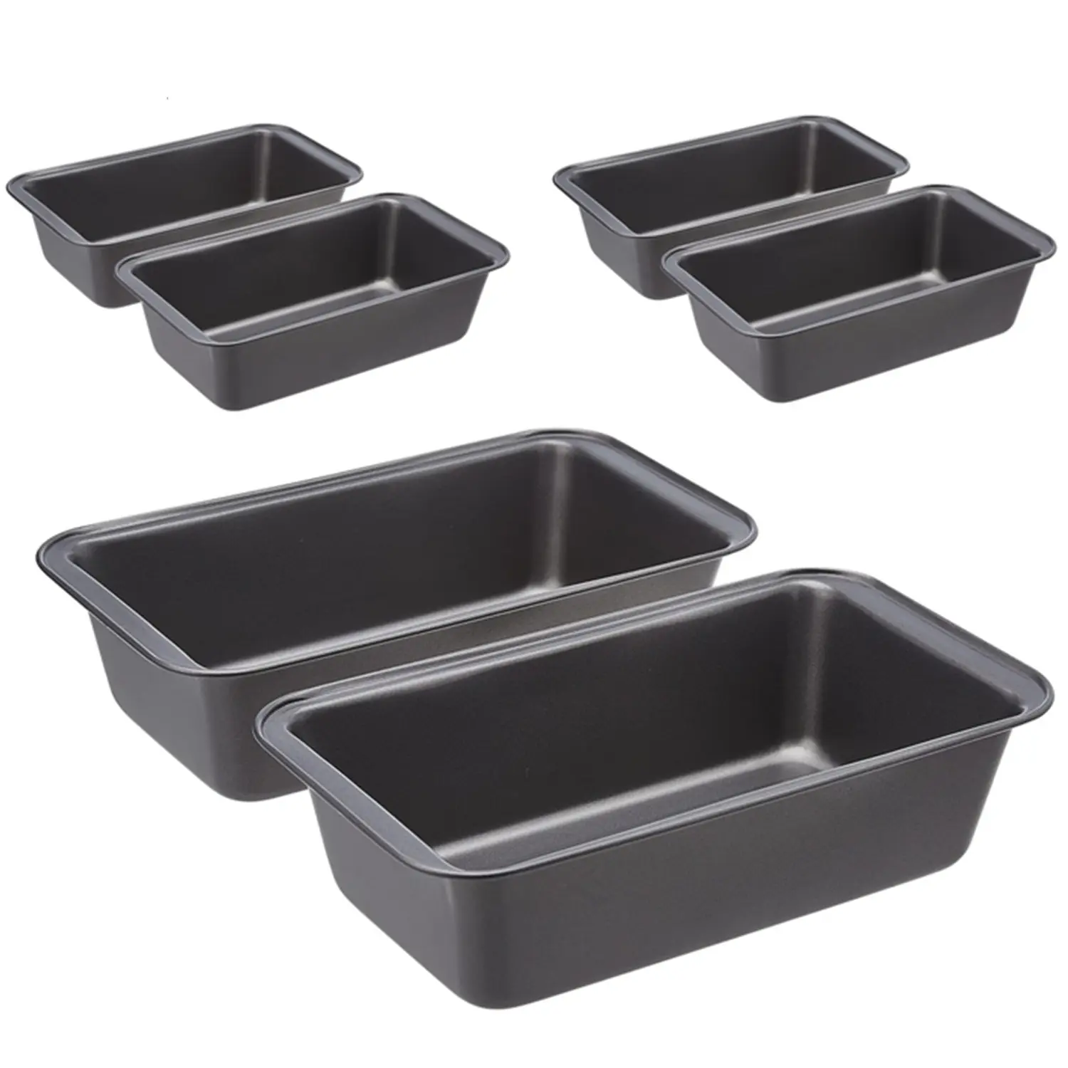 6 Pack Large Rectangular Baking Bread Loaf Pan, for Banana Bread, Meatloaf, Pound Cake & Casseroles – Heavy Duty Steel, Dishwasher Safe, Oven Safe, 9.5 x 5 Inch, Gray