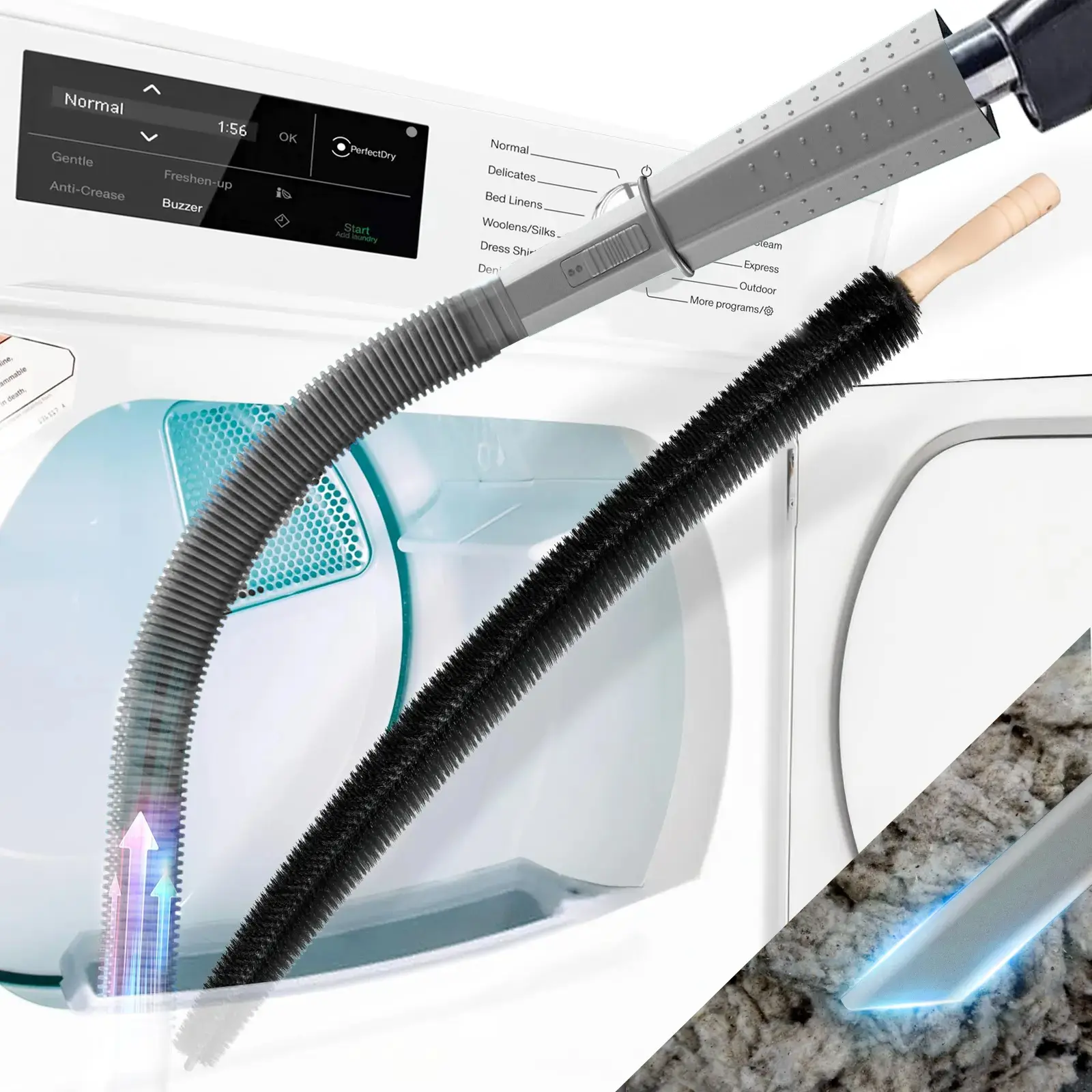 Dryer Vent Cleaner Kit 2 Pieces Vacuum Hose Attachment Lint Brush Universal Quick Lint Remover Deep Cleaning Improve Dryer Efficiency Lower Electric Bills fathersdaygift