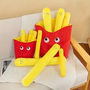 Whimsical French Fry Plush Pillow - Soft Polyester Snack-Themed Cushion in White/Red/Yellow/Black