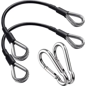 2PCS Gym Cable Extension, Replacement Cable Machine Accessories, 5mm(0.2inch) Thick Heavy Duty Steel Wire Rope Cable Pulley Attachments for Home Gym & Leg Extensions Machine