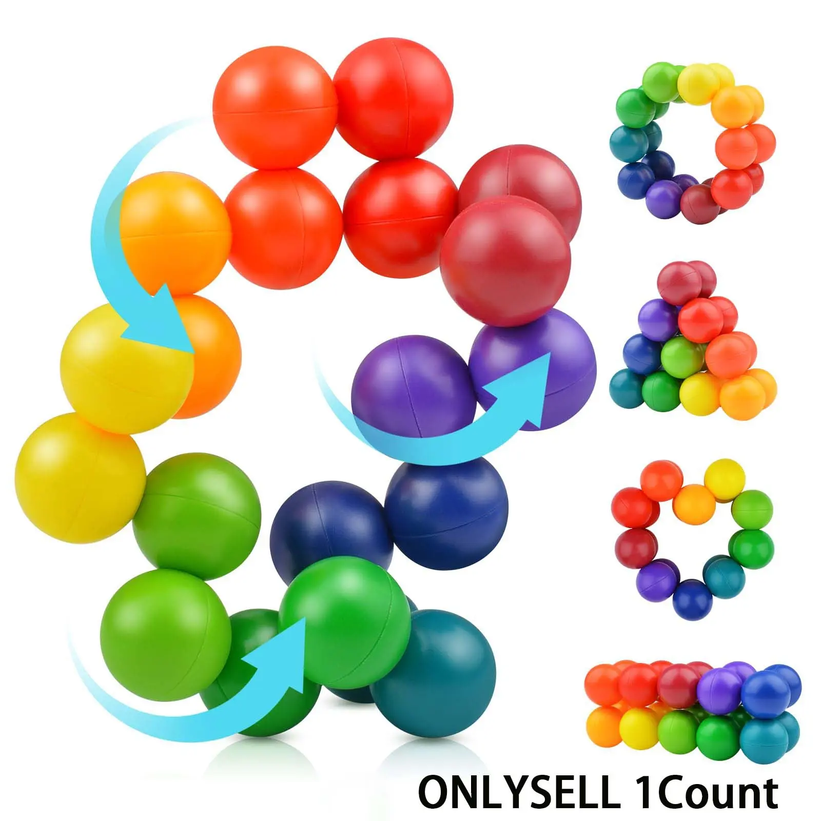 Autism Sensory Toys for Kids and Adults, Fidget Rainbow Ball Sensory Feedback Stress Relief Toy, Perfect Calm Down Activities for Travel and Home, Fidget Balls, Promote Relaxation