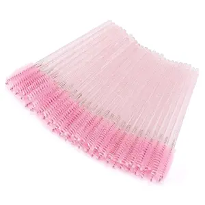 50PCS Pink Crystal Lash Wands – Stylish, Disposable Spoolies for Perfect Lash Extensions, Brows & Makeup Magic Brush Mascara Cosmetic Eyelash Enhancing Tool