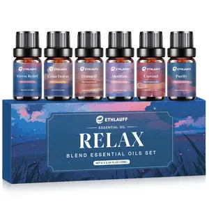 ETHLAUFF Relax Series Diffuser Oils Blend Set - 6 Pack 10ml Aromatherapy Essential Oils  - Stress Relief, Fresh Breathe, Sweet Dreams - Healthy Therapeutic Gift for Women & Men
