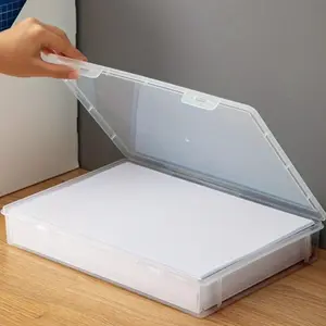 A4 Transparent Plastic File Storage Box with Dust Cover, Space-Saving Desktop Organizer for Home Office School Use