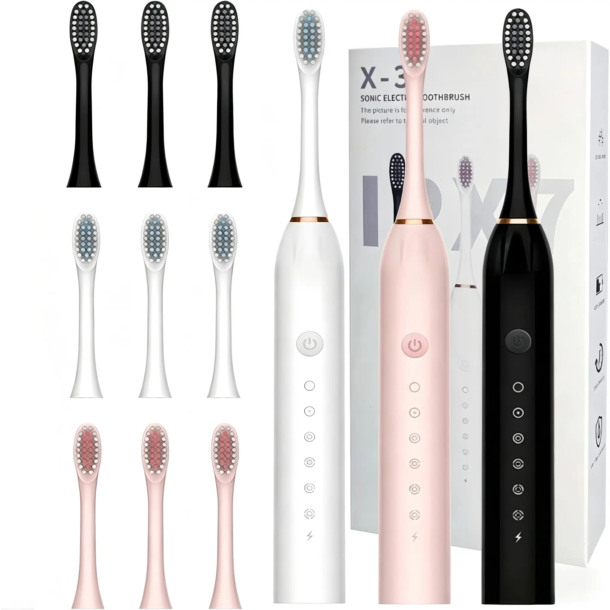 (3 Brush Heads)Electric Toothbrush With 6 Modes- Effectively Cleans Teeth & Gums, Rechargeable USB Electric Toothbrush With Replacement Head, Sonic Electric Toothbrush For Adults
