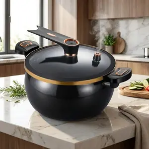 Multi-Functional Large Capacity 1.85 Gallon Non-Stick Pot With Glass Lid Heat-Resistant Handles Compatible With Induction Cooker