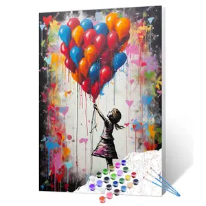 Balloon Girl Paint by Numbers – Whimsical DIY Acrylic Painting Kit for Beginners, Wall Art & Gift, 16x20inch (40x50cm)