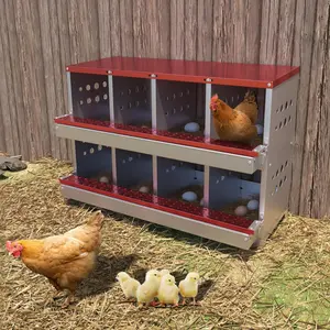 GARVEE 8-Hole Chicken Nesting Box with Metal Roll Away Automatic Egg Collection, Galvanized Steel, Waterproof, Ventilated, Wall-Mountable for Farm Use