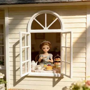 1:12 dollhouse miniature European-style classical semicircular arch window, made of PLA material, suitable for BJD/OB11/architectural model decoration, scene setting props, home decoration ornaments, photography props, holiday and birthday gifts