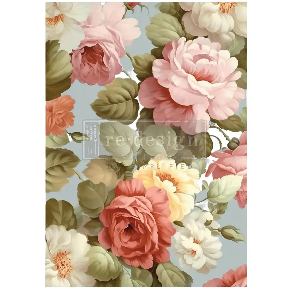 Redesign With Prima A1 Decoupage Fiber Tissue Paper - Salon De La Gloire, Nature-Inspired Elegant Decoration Item, 1 Sheet, A1 Size, Smooth Floral Design, 655350667061