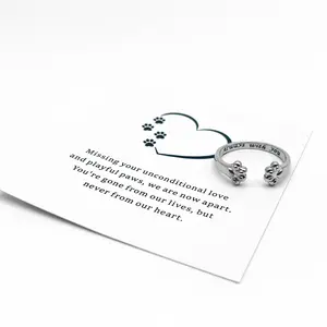 Paw Hug Ring, Adjustable Paw Print Memory Ring Never Gone Always Loved Forever In My Heart Ideal Gift for Pet Owners