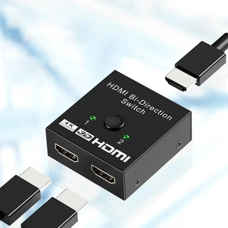 2 In 1 Out 4K 3D HDMI Switcher, 1 Count Bi-Direction Switch For HDTV Blu-Ray Player DVD DVR Xbox