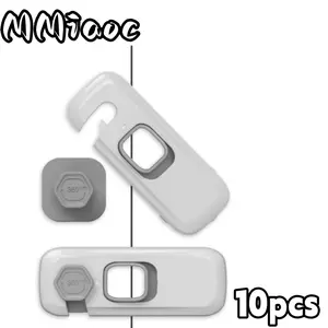 10pcs Security Refrigerator Locks - Pinch-Proof, Self-Adhesive Protective Latches, Ideal for Refrigerators, Cabinets, Freezers (Sports & Outdoor Accessories), Protective Latch