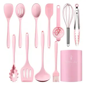 12pcs/set Silicone Kitchen Utensils Set, Heat-Resistant Up to 446°F, Non-Stick Kitchen Tools, Cooking Accessories, Dishwasher Safe, Includes Spatula, Tongs and Brush