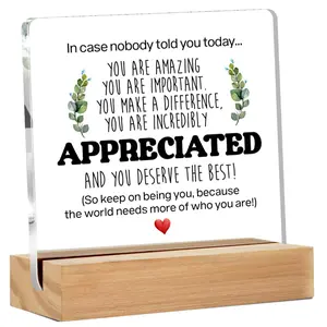 nspirational Gift Ideas - Thank You Gifts for Women Men Friends - Appreciation Gifts for Coworker - Motivational Quote Clear Desk Sign Decor Home Office Desk Decor (4 x 4 Inches) Decoration Decorative