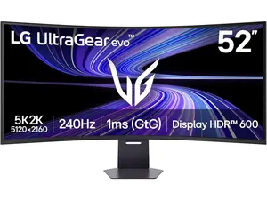 LG UltraGear 52 inch UHD 4K 240Hz AMD FreeSync Premium (Adaptive Sync) HDR600 USB-C 1ms Built-in Speaker Curved 5K2K Gaming Computer Monitor with Height Adjustable, Swivel & Tilt Stand 52G930B-B